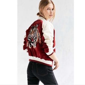 Silence & Noise Embroidered Tiger Bomber Jacket